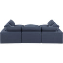 Meridian Comfy Navy Linen Textured Fabric Modular Sectional IMAGE 3