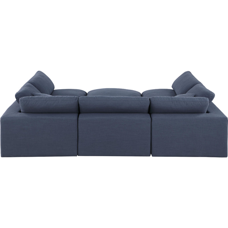 Meridian Comfy Navy Linen Textured Fabric Modular Sectional IMAGE 3
