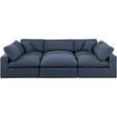 Meridian Comfy Navy Linen Textured Fabric Modular Sectional IMAGE 4