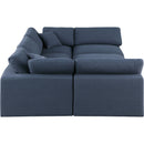 Meridian Comfy Navy Linen Textured Fabric Modular Sectional IMAGE 5