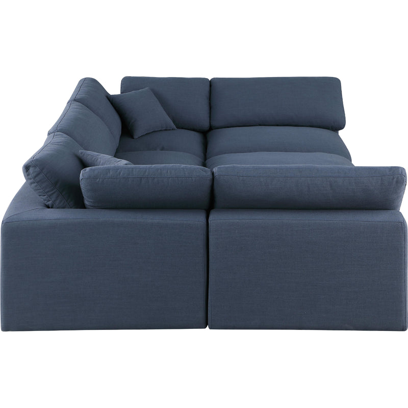 Meridian Comfy Navy Linen Textured Fabric Modular Sectional IMAGE 5