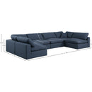 Meridian Comfy Navy Linen Textured Fabric Modular Sectional IMAGE 10