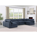 Meridian Comfy Navy Linen Textured Fabric Modular Sectional IMAGE 2