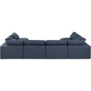 Meridian Comfy Navy Linen Textured Fabric Modular Sectional IMAGE 3