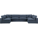Meridian Comfy Navy Linen Textured Fabric Modular Sectional IMAGE 4