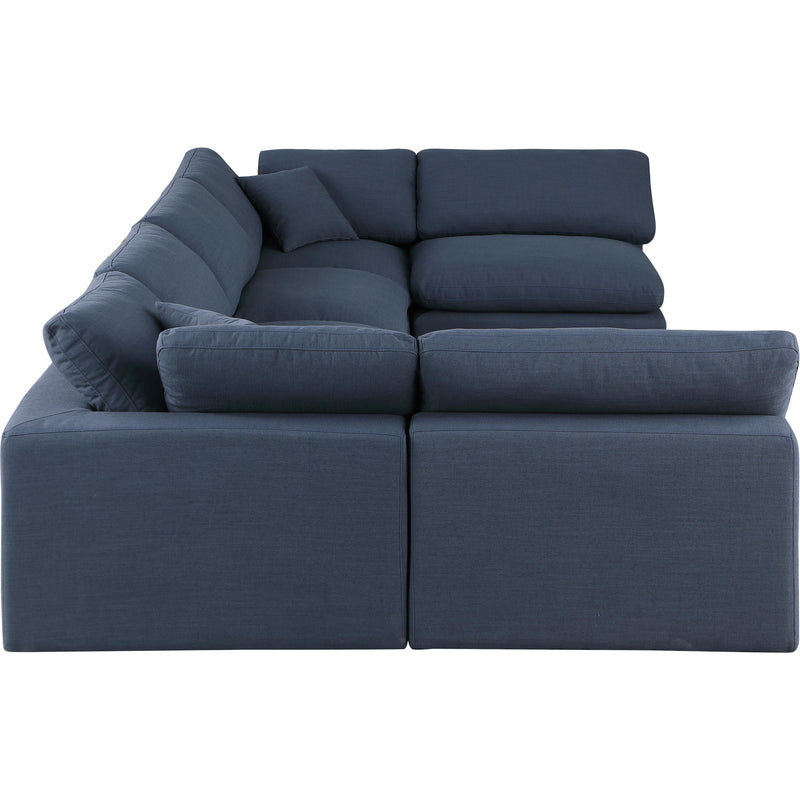 Meridian Comfy Navy Linen Textured Fabric Modular Sectional IMAGE 5