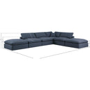 Meridian Comfy Navy Linen Textured Fabric Modular Sectional IMAGE 10