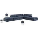 Meridian Comfy Navy Linen Textured Fabric Modular Sectional IMAGE 11