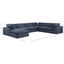 Meridian Comfy Navy Linen Textured Fabric Modular Sectional IMAGE 10