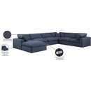 Meridian Comfy Navy Linen Textured Fabric Modular Sectional IMAGE 11