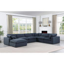 Meridian Comfy Navy Linen Textured Fabric Modular Sectional IMAGE 2