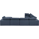 Meridian Comfy Navy Linen Textured Fabric Modular Sectional IMAGE 3