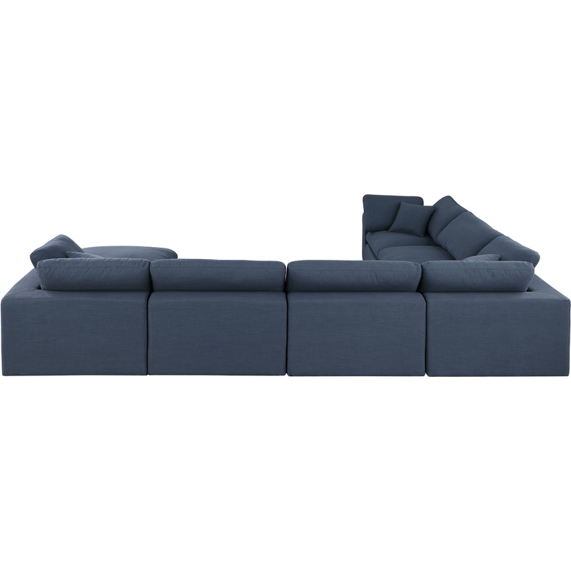 Meridian Comfy Navy Linen Textured Fabric Modular Sectional IMAGE 3