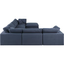 Meridian Comfy Navy Linen Textured Fabric Modular Sectional IMAGE 5