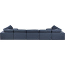 Meridian Comfy Navy Linen Textured Fabric Modular Sectional IMAGE 3