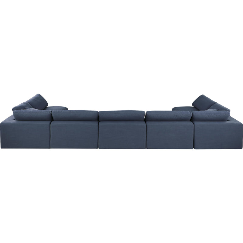 Meridian Comfy Navy Linen Textured Fabric Modular Sectional IMAGE 3