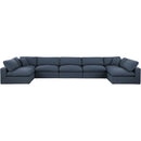 Meridian Comfy Navy Linen Textured Fabric Modular Sectional IMAGE 4