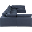Meridian Comfy Navy Linen Textured Fabric Modular Sectional IMAGE 5