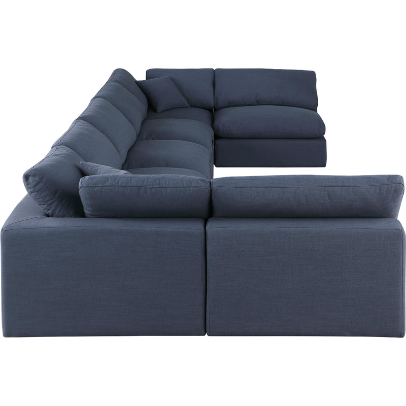 Meridian Comfy Navy Linen Textured Fabric Modular Sectional IMAGE 5