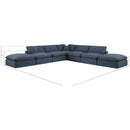 Meridian Comfy Navy Linen Textured Fabric Modular Sectional IMAGE 10