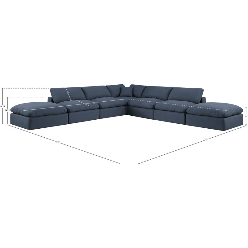 Meridian Comfy Navy Linen Textured Fabric Modular Sectional IMAGE 10