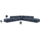 Meridian Comfy Navy Linen Textured Fabric Modular Sectional IMAGE 11