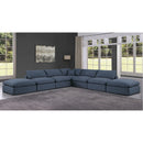 Meridian Comfy Navy Linen Textured Fabric Modular Sectional IMAGE 2