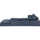 Meridian Comfy Navy Linen Textured Fabric Modular Sectional IMAGE 3