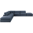 Meridian Comfy Navy Linen Textured Fabric Modular Sectional IMAGE 4
