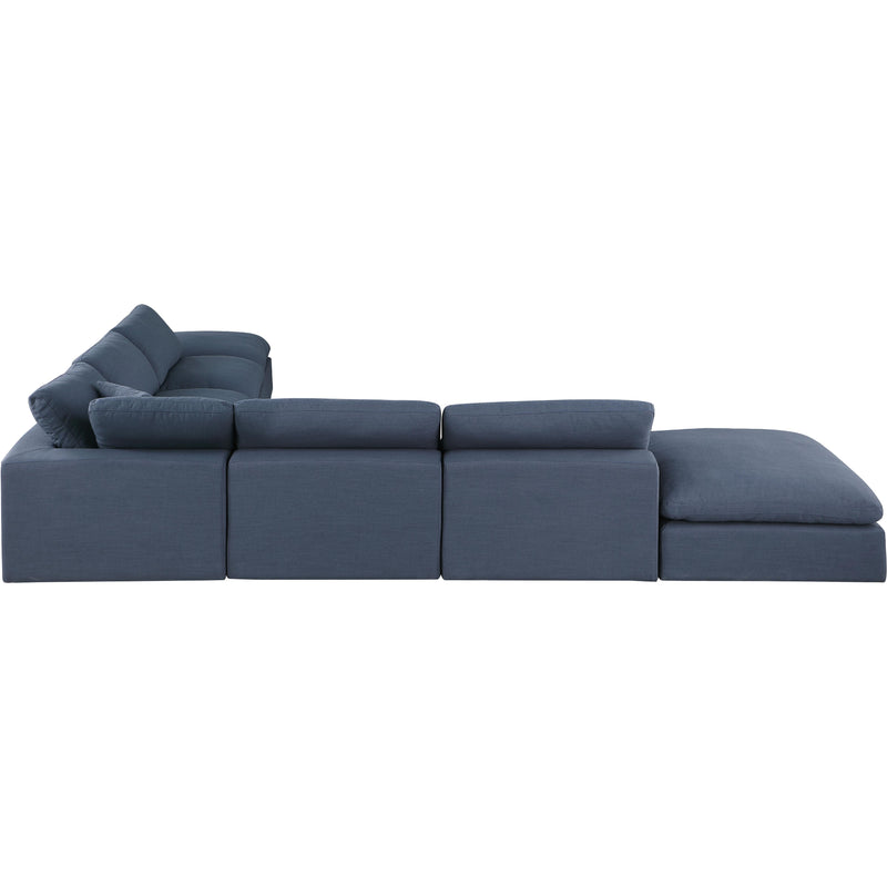 Meridian Comfy Navy Linen Textured Fabric Modular Sectional IMAGE 5