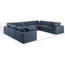 Meridian Comfy Navy Linen Textured Fabric Modular Sectional IMAGE 10
