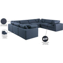 Meridian Comfy Navy Linen Textured Fabric Modular Sectional IMAGE 11