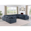 Meridian Comfy Navy Linen Textured Fabric Modular Sectional IMAGE 2