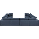 Meridian Comfy Navy Linen Textured Fabric Modular Sectional IMAGE 3