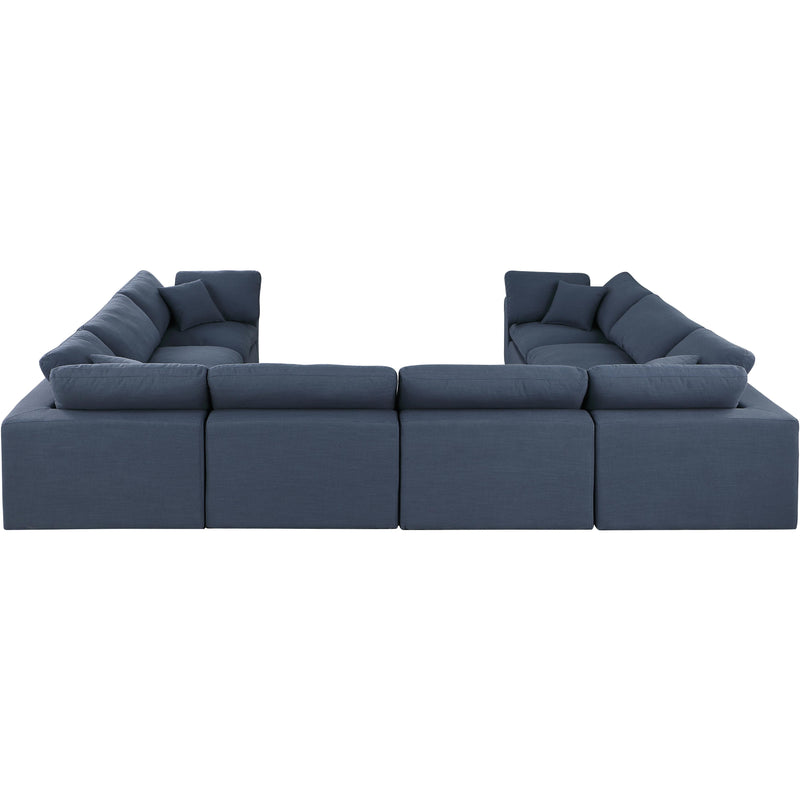 Meridian Comfy Navy Linen Textured Fabric Modular Sectional IMAGE 3