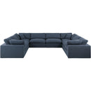 Meridian Comfy Navy Linen Textured Fabric Modular Sectional IMAGE 4