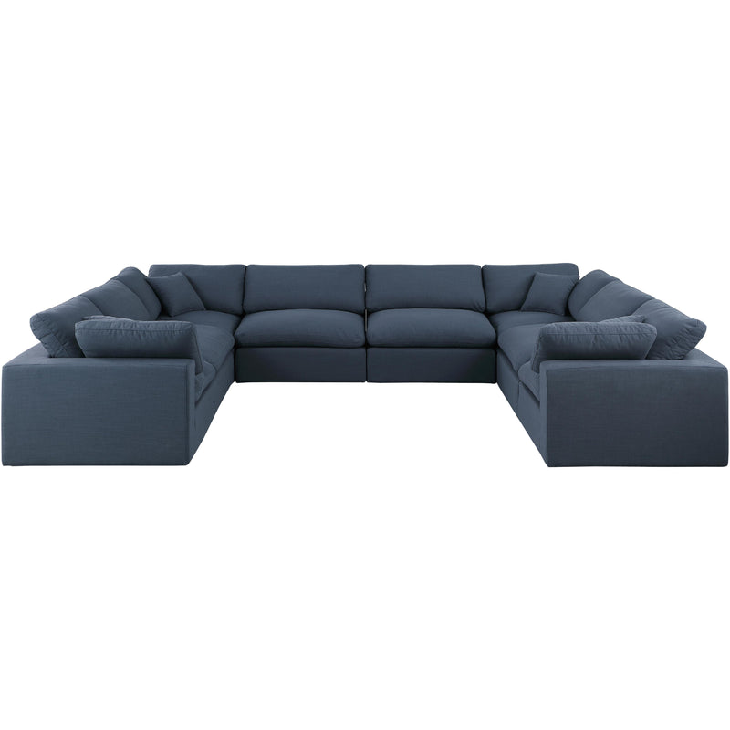 Meridian Comfy Navy Linen Textured Fabric Modular Sectional IMAGE 4