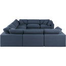 Meridian Comfy Navy Linen Textured Fabric Modular Sectional IMAGE 5