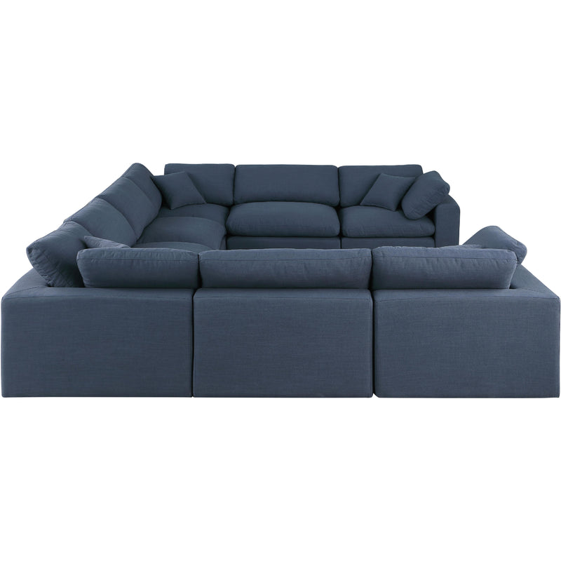 Meridian Comfy Navy Linen Textured Fabric Modular Sectional IMAGE 5