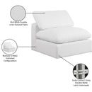 Meridian Comfy White Linen Textured Fabric Modular Armless Chair IMAGE 10