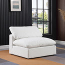 Meridian Comfy White Linen Textured Fabric Modular Armless Chair IMAGE 2