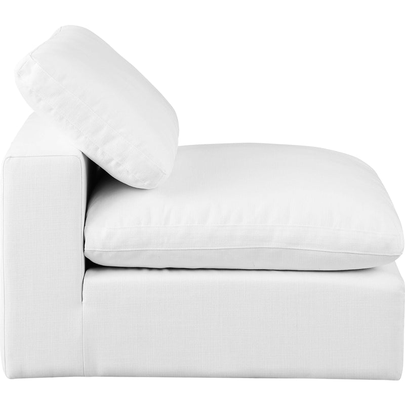 Meridian Comfy White Linen Textured Fabric Modular Armless Chair IMAGE 5