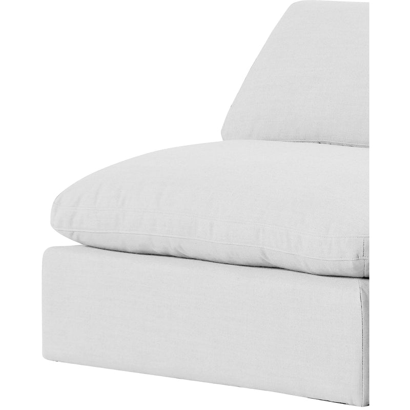 Meridian Comfy White Linen Textured Fabric Modular Armless Chair IMAGE 7