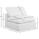 Meridian Comfy White Linen Textured Fabric Modular Armless Chair IMAGE 9