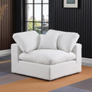 Meridian Comfy White Linen Textured Fabric Modular Corner Chair IMAGE 2