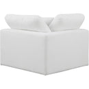 Meridian Comfy White Linen Textured Fabric Modular Corner Chair IMAGE 3