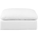Meridian Comfy White Linen Textured Fabric Modular Ottoman IMAGE 3
