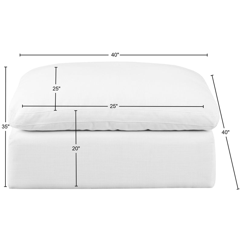 Meridian Comfy White Linen Textured Fabric Modular Ottoman IMAGE 5