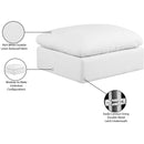 Meridian Comfy White Linen Textured Fabric Modular Ottoman IMAGE 6