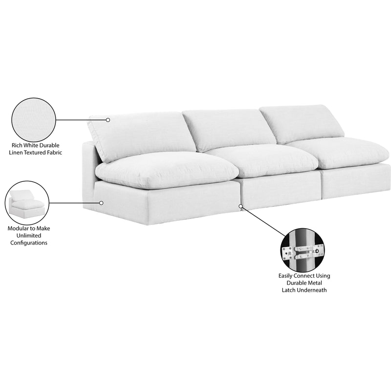 Meridian Comfy White Linen Textured Fabric Modular Sofa IMAGE 10